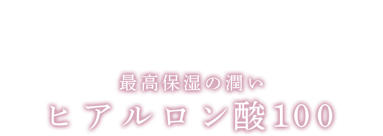 最高保湿の潤い。ヒアルロン酸100