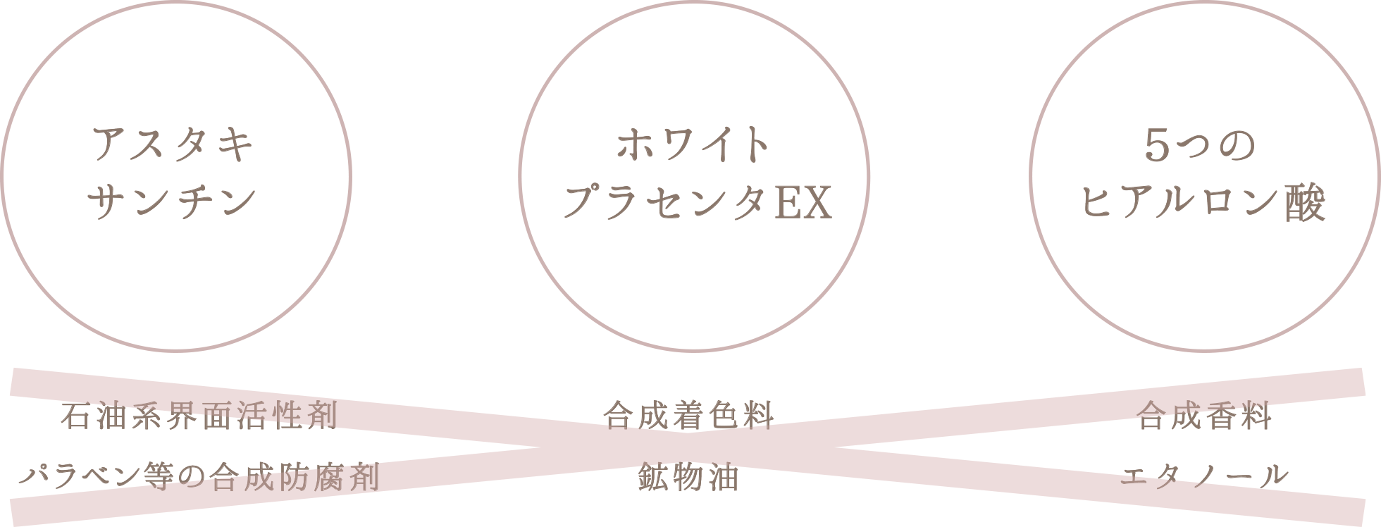 サスタキサチン、ホワイトプラセンタEX、5つのヒアルロン酸