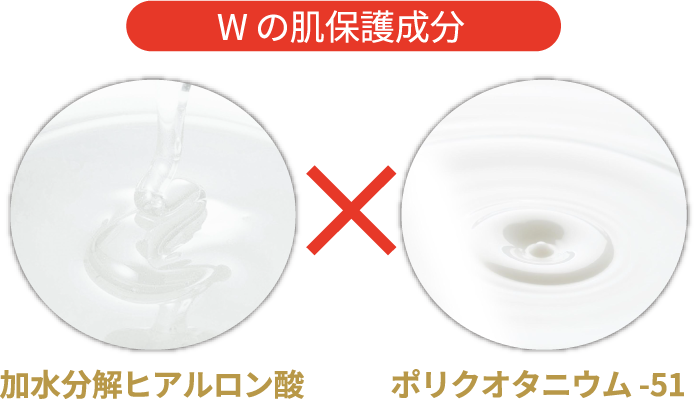 Wの肌保護成分 加水分解ヒアルロン酸×ポリクオタニウム-51